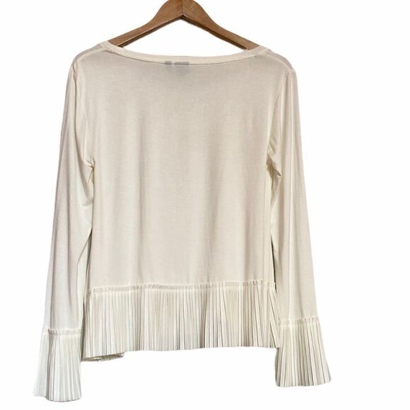 KAARI Ivory Pleated Peplum Bottom Blouse Small - Picture 5 of 5